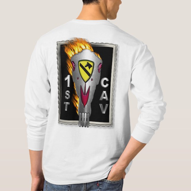 Radical Flaming Horse Skull 1st Cavalry Division T Shirt (Baksida)