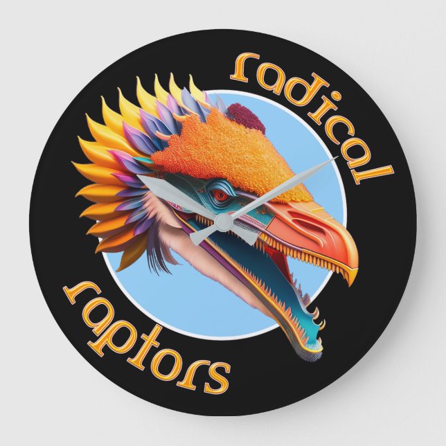 Radical Raptors Dinosaur Clock Stor Klocka (Framsida)