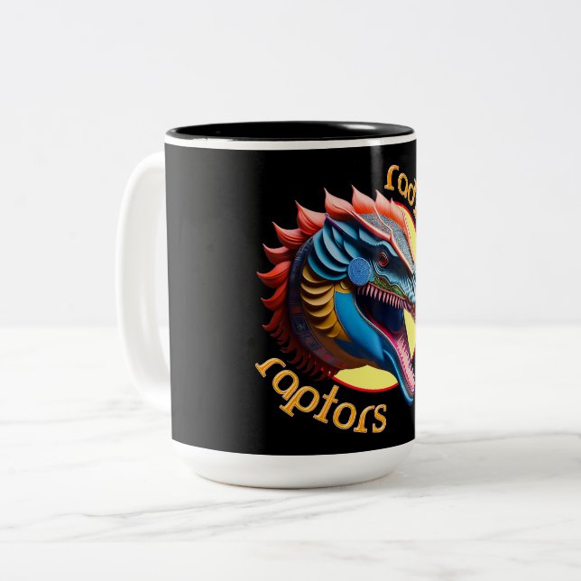 Radical Raptors Dinosaur Två-Tonad Mugg (Framsida vänster)