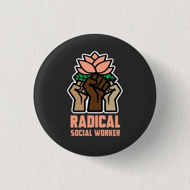 Radical Social Worker Knapp (Framsida)