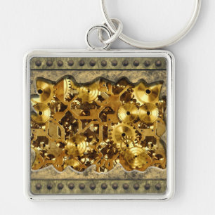 Radical Steampunk 10 Keychain Fyrkantig Silverfärgad Nyckelring