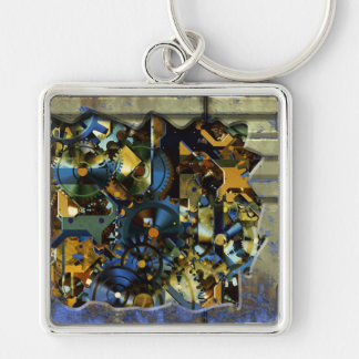 Radical Steampunk 8 Keychain Fyrkantig Silverfärgad Nyckelring