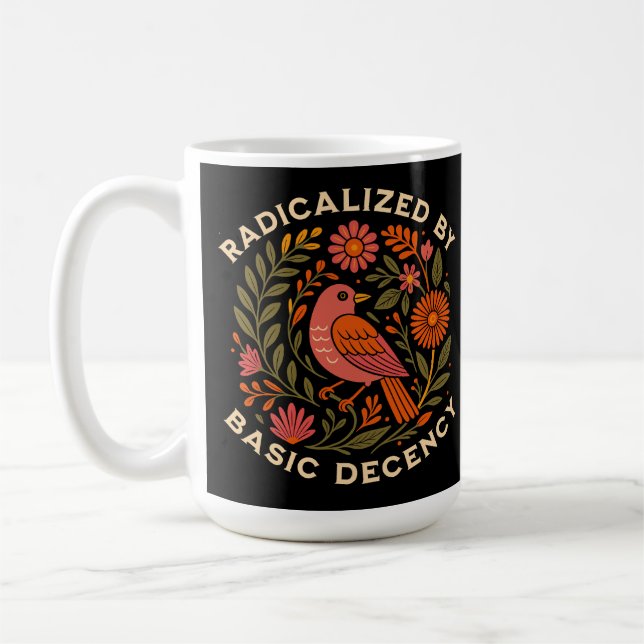 Radicated by Basic Decency Bird Kaffemugg (Vänster)