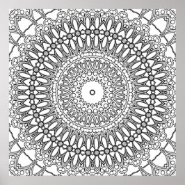 Radiell blomsterformad mandala med skiktad ringmön poster
