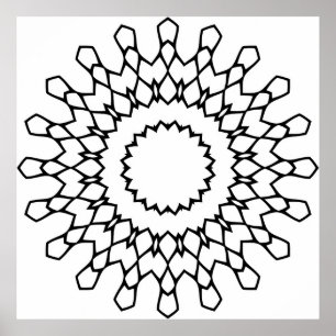Radiell Kronblad Mandala Färgsida Kraftig Mönster Poster