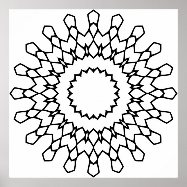 Radiell Kronblad Mandala Färgsida Kraftig Mönster Poster (Framsidan)