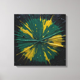 Radiell påverkan: grönt- och gult-färgsprickor canvastryck