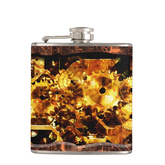 Radiell steampunk 7 Förpackad kolv Fickplunta (Framsidan)