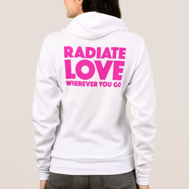 Radiera Kärlek varhelst du går Citat-Magenta vit T-shirt (Baksida)