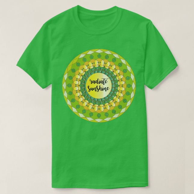 Radiera solljus citat gult grönt smart mandala t shirt (Design framsida)