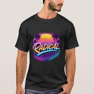 Radikal 80-tals Retro Synthwave Neon-illustration T Shirt
