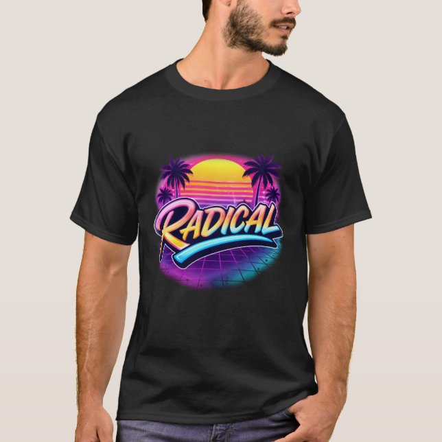 Radikal 80-tals Retro Synthwave Neon-illustration T Shirt (Framsida)