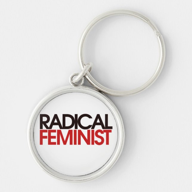 Radikal feminist rund silverfärgad nyckelring (Framsidan)