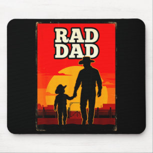 Radikal pappa far och son rodeo västern solnedgång musmatta