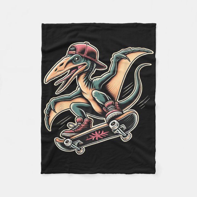 Radikal Skateboardåkande Pterodactyl Dinosaurie Te Fleecefilt (Framsidan)