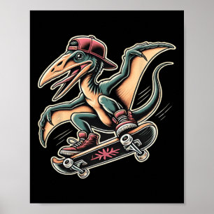 Radikal Skateboardåkande Pterodactylus Dinosaurie  Poster