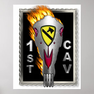 Radikala flamingshalsen Skull 1:a kavalleriavdelni Poster