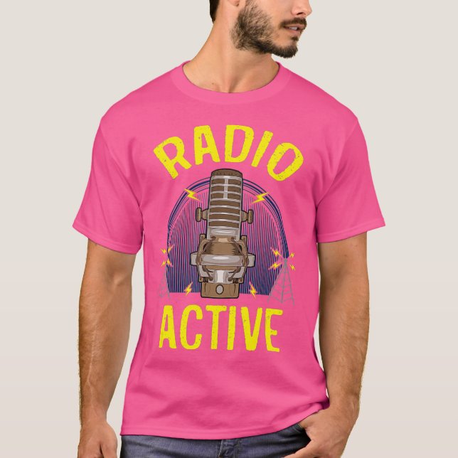Radio Broadcaster Gift Radioactive Funny DJ Ham T Shirt (Framsida)