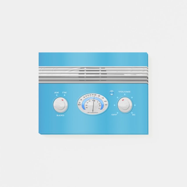 Radio för blå Vintage Post-it Block (Framsida)