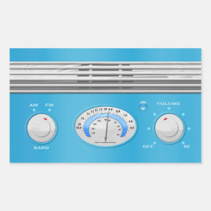 Radio för blå Vintage Rektangulärt Klistermärke