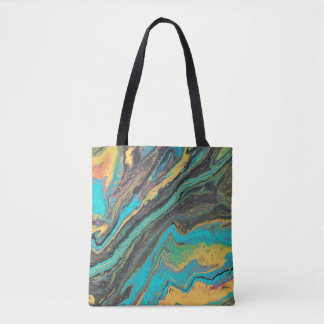 Radio Kung 3 Turcoise Geode Acrylic Abstrakt Tote Tygkasse