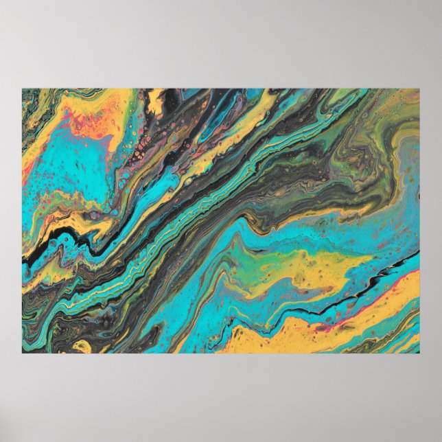 Radio Kung 3 Turkos Acrylic Abstrakt Poster (Framsidan)