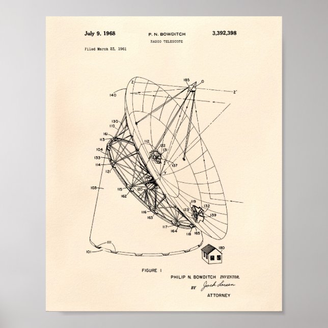 Radio Telescope 1968 Patent Art Old Peper Poster (Framsidan)