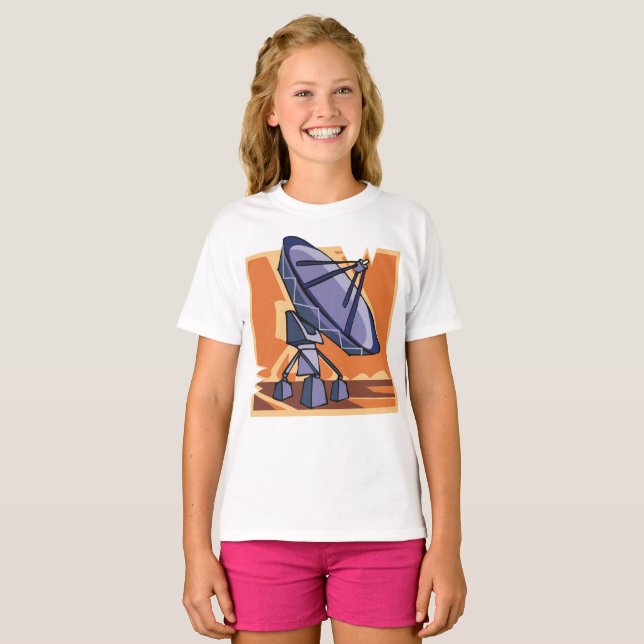 Radio Telescope Rymden Science T Shirt (Hel framsida)