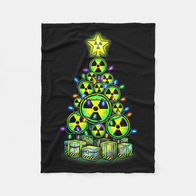 Radioactive Christmas Tree Graphic Nuclear Warning Fleecefilt (Framsidan)
