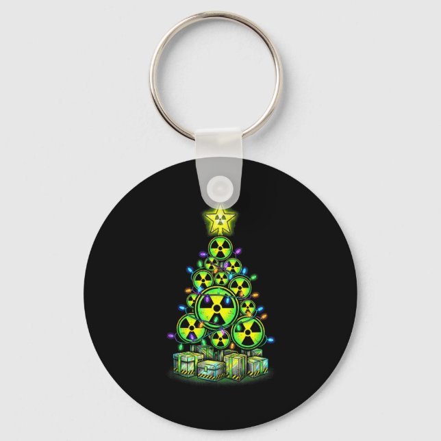 Radioactive Christmas Tree Graphic Nuclear Warning Nyckelring (Framsida)