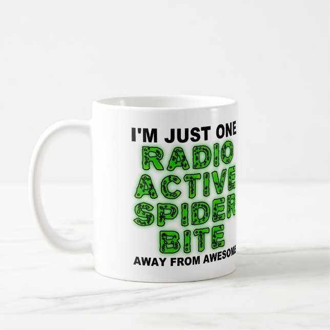 Radioactive Spider Bita Funny Mug eller Resemugg Kaffemugg (Vänster)