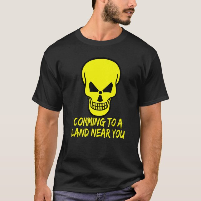 Radioactive Warning Skull från land nära Y T Shirt (Framsida)