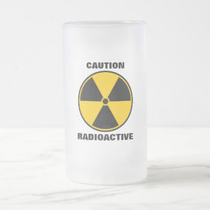 Radioaktiv kärn- reaktorgult och svart frostat ölglas