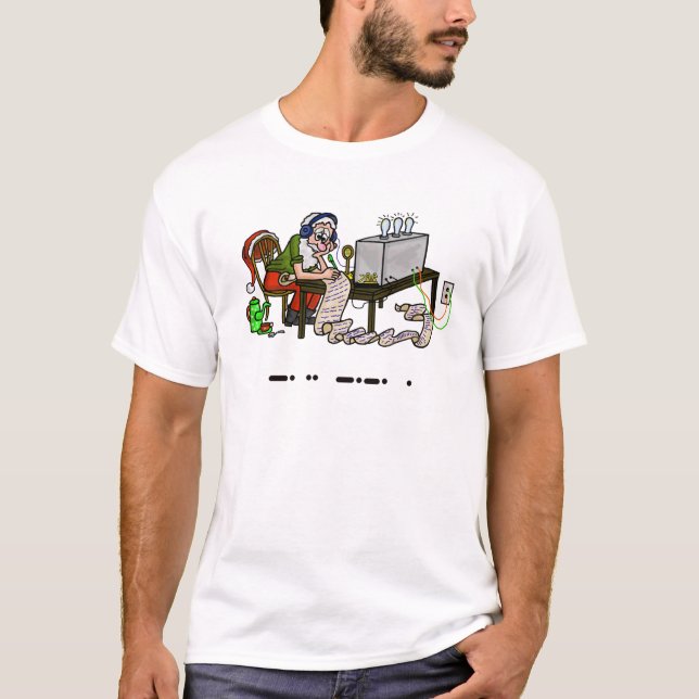 Radioamatör Santa "Trevlig" Morse Code Jul T-Shirt (Framsida)