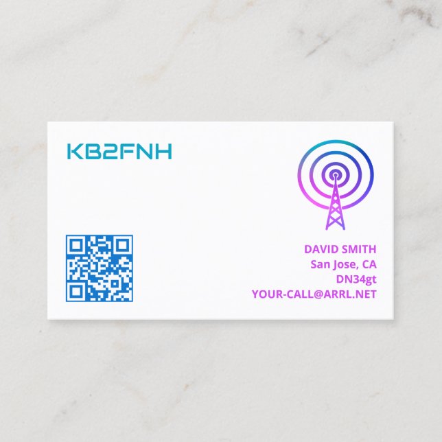 Radioanropskort med Anpassningsbar QR-kod Visitkort (Framsida)