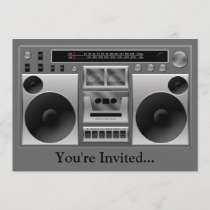 Radiografik i Boombox Inbjudningar