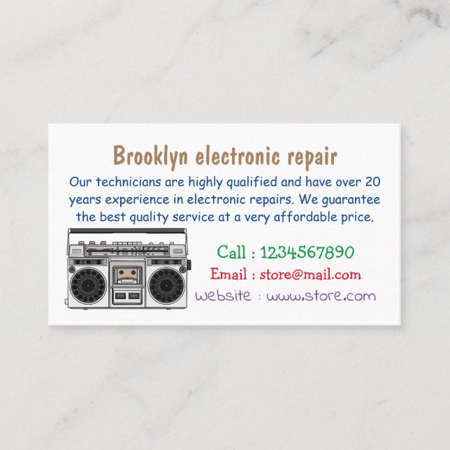 Radioillustration tecknad visitkort (Framsida)