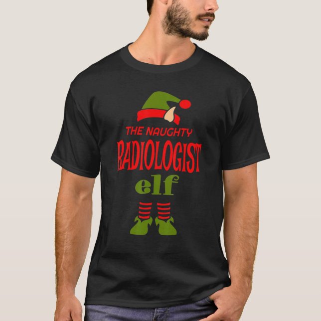Radiolog Elf Naughty jul Sarkastic T Shirt (Framsida)