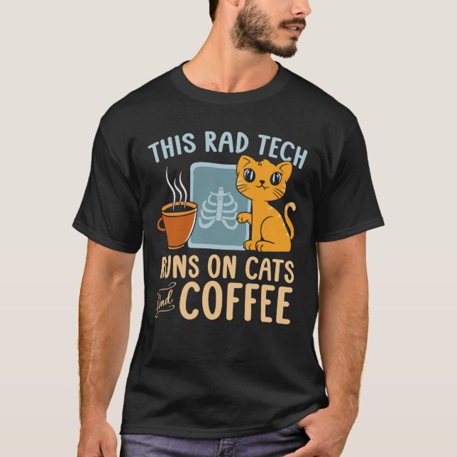 Radiolog Springa på katter och kaffebaserad radiol T Shirt (Framsida)