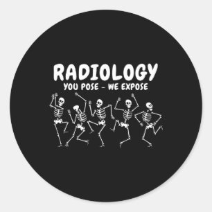 Radiologi du tror att vi exponerar Dancing Skeleto Runt Klistermärke