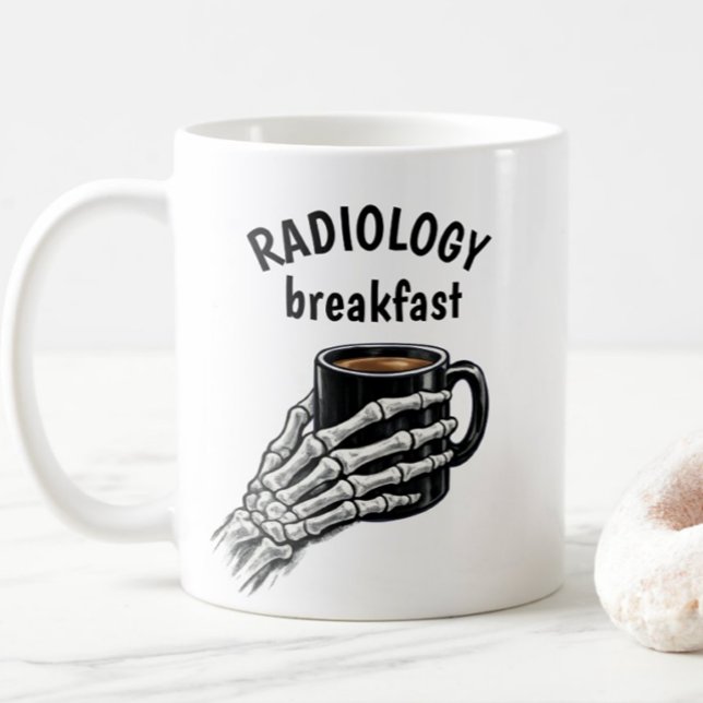 RADIOLOGI Frukost Kaffe Skelett Hand Kaffemugg (Skapare uppladdad)