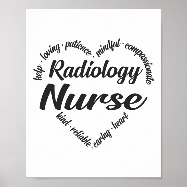 Radiologi Nurse Heart Ord Cloud Poster (Framsidan)