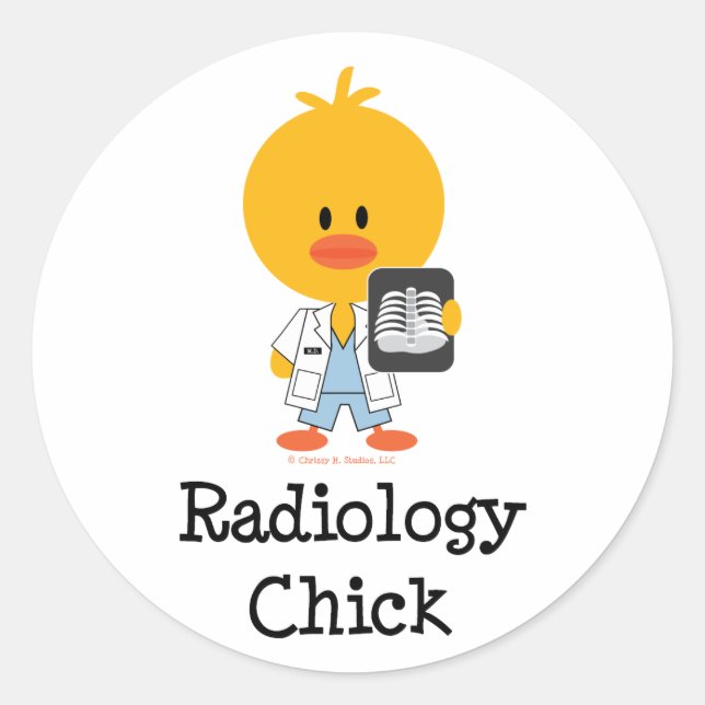 Radiology Chick Stickers Runt Klistermärke (Framsida)