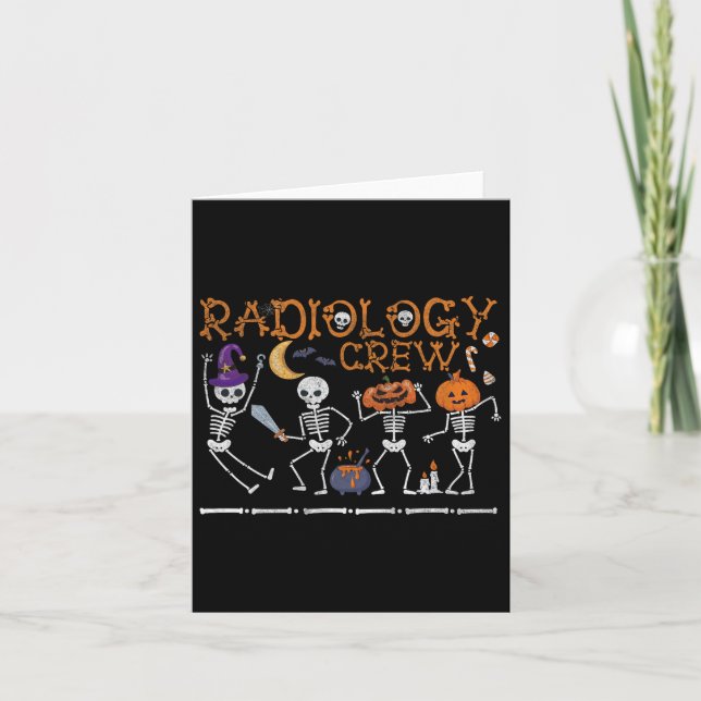 Radiology Crew Dancing Skeleton Funny Halloween Pa Kort (Framsida)