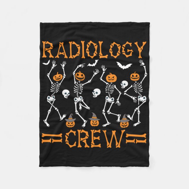 Radiology Crew Dancing Skeleton Pumpkin Funny Hall Fleecefilt (Framsidan)
