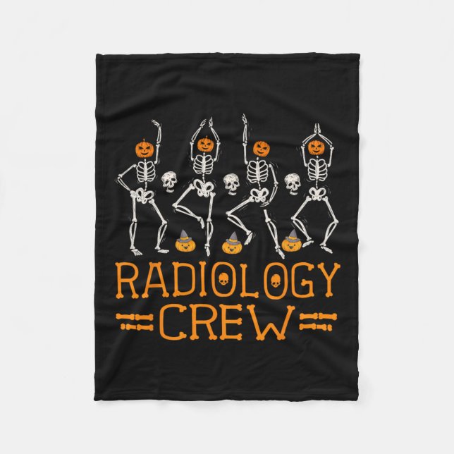 Radiology Crew Dancing Skeleton Pumpkin Roligt Hal Fleecefilt (Framsidan)