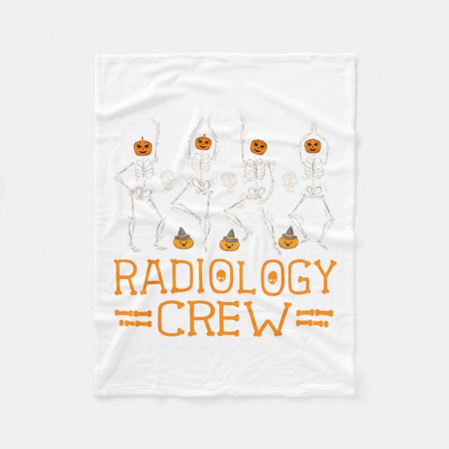Radiology Crew Dancing Skeleton Pumpkin Roligt Hal Fleecefilt (Framsidan)
