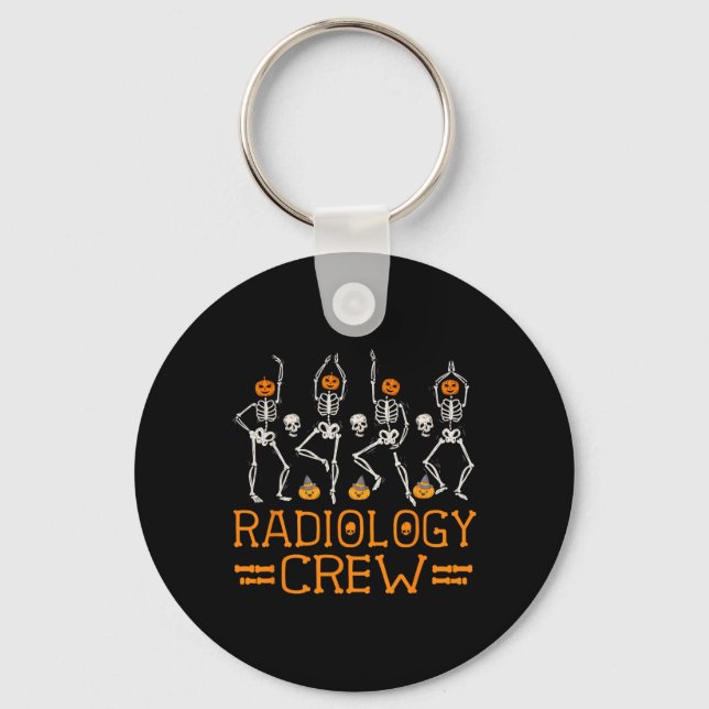 Radiology Crew Dancing Skeleton Pumpkin Roligt Hal Nyckelring (Framsida)