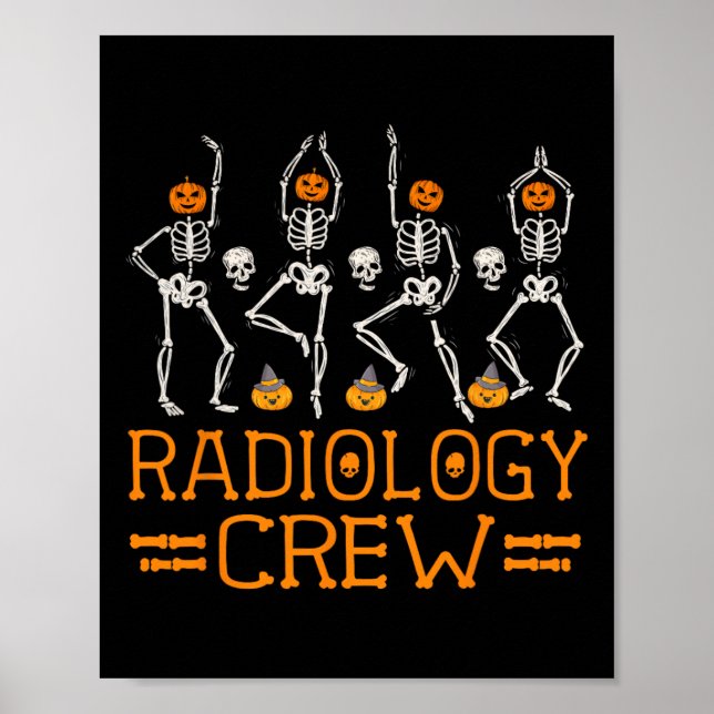 Radiology Crew Dancing Skeleton Pumpkin Roligt Hal Poster (Framsidan)