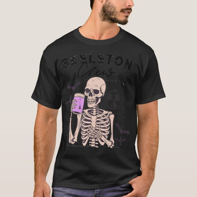 Radiology Halloween Xray Tech Skeleton Coffee Crew T Shirt (Framsida)
